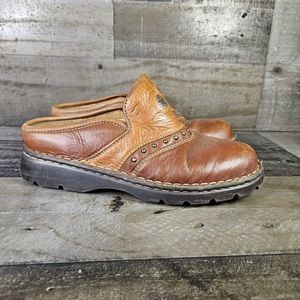 Double H Leather Women's 7.5 Clogs Mules Slides Tooled Studded Star Concho Shoes